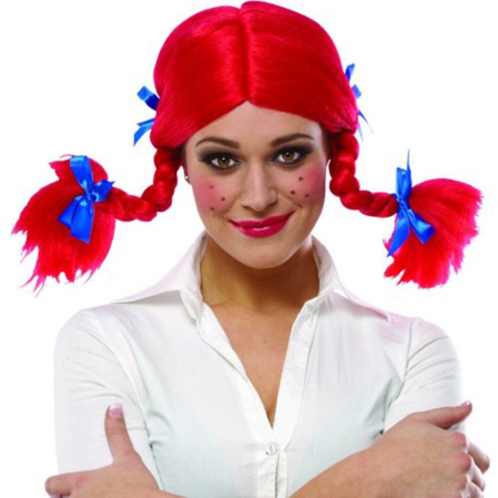 Womens Red Braided Wendy's Costume Wig